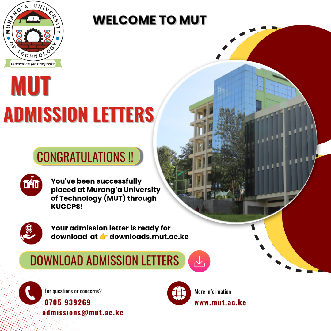 KUCCPS ADMISSION LETTERS