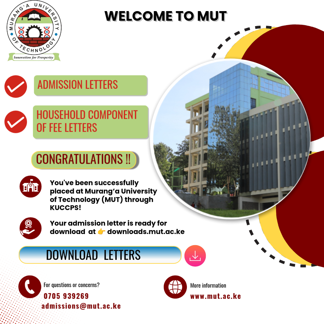 KUCCPS ADMISSION LETTERS